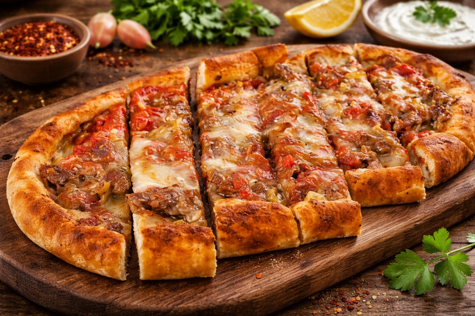 Kuşbaşılı Kaşarlı Pide